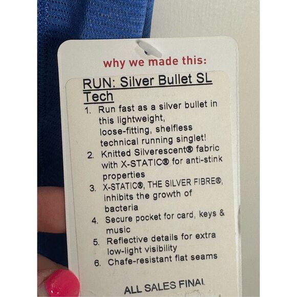 Lululemon NWT size 6 blue silver bullet SL tank top - Picture 4 of 10